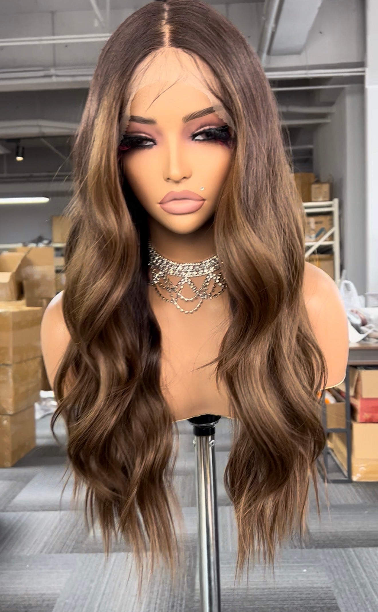 Peluca Realista 13x6 Balayage Miel | Lace Frontal HD | Fibra Premium Resistente al Calor y Apariencia Natural