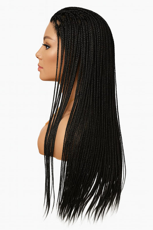 Peluca “Zuri Braid Luxe” Full Lace – Trenza Larga 28”, Fibra Premium Realista, Ajuste Perfecto