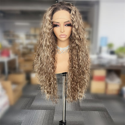 Peluca Bonesh 13x3 Rubio Cenizo | Fibra Premium Resistente al Calor | Lace Frontal Realista y Apariencia Natural