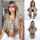 Peluca Clásica 26 Pulgadas Rubio con Mechas Doradas | Fibra Premium Resistente al Calor y Apariencia Natural