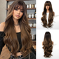 Peluca Clásica 28 Pulgadas cafe con mechas  | Ondas Naturales | Ross Wigs