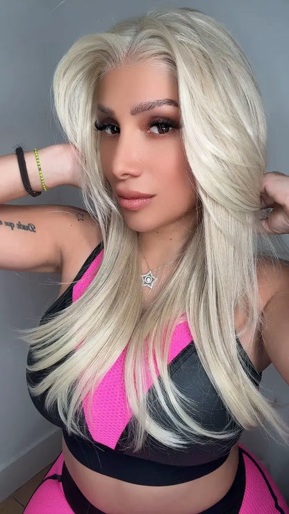 PELUCA RUBIA 613 APERLADA LACE 13X6 CORTE GRAFILADO | PELUCA REALISTA CON EFECTO NATURAL