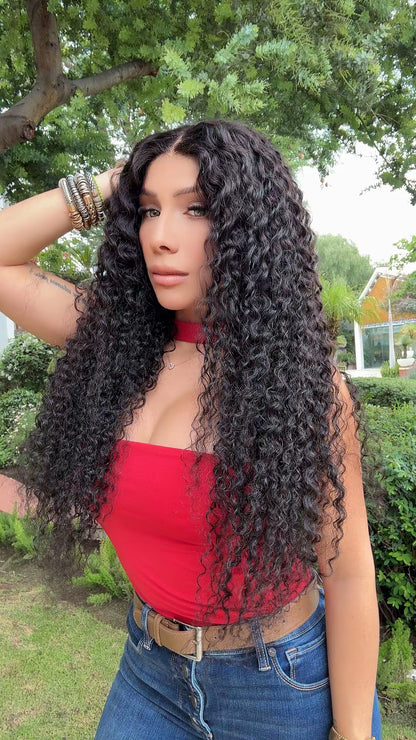 Peluca China Rizada 30 Pulgadas 13x4 de Cabello 100% Humano | Color Castaño Natural | Lace Front Realista