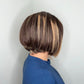 peluca corta pixie 8" pulgadas de cabello 100%humano rubio castaño con mechas rubias look natural